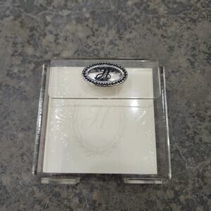 Mud Pie Initial Notes & Acrylic Holder Set Sticky Notes Office Desk Decor "H"